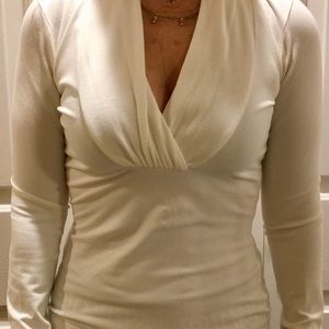 Ivory stretch v-neck long sleeve top